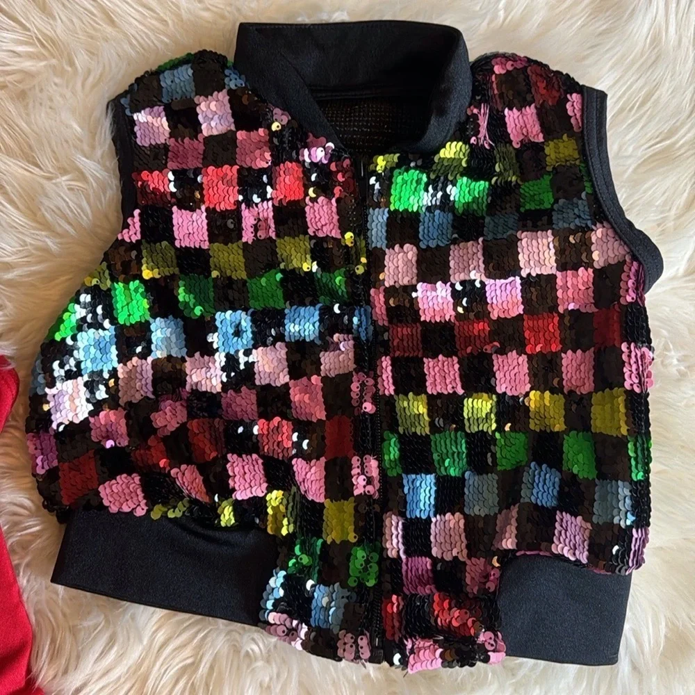Weissman Studio Exclusive Confetti dance dress with sequin vest & scrunchie